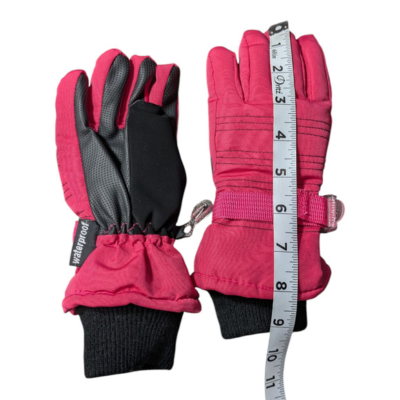 Girls Pink and Black Gloves-Size S/M -Waterproof - Sinch wrists to keep snow out - Picture 3 of 6